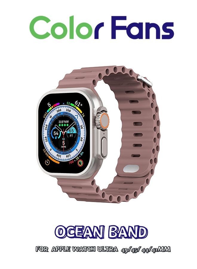 Compare Apple Watch Ultra Ocean Band 49mm 45mm 44mm 42mm for Men Women, Soft Silicone Sport Band Replacement Strap for Apple Watch Ultra iWatch Series 8 7 SE 6 5 4 3 2 1 Smokey Mauve at KSA Price