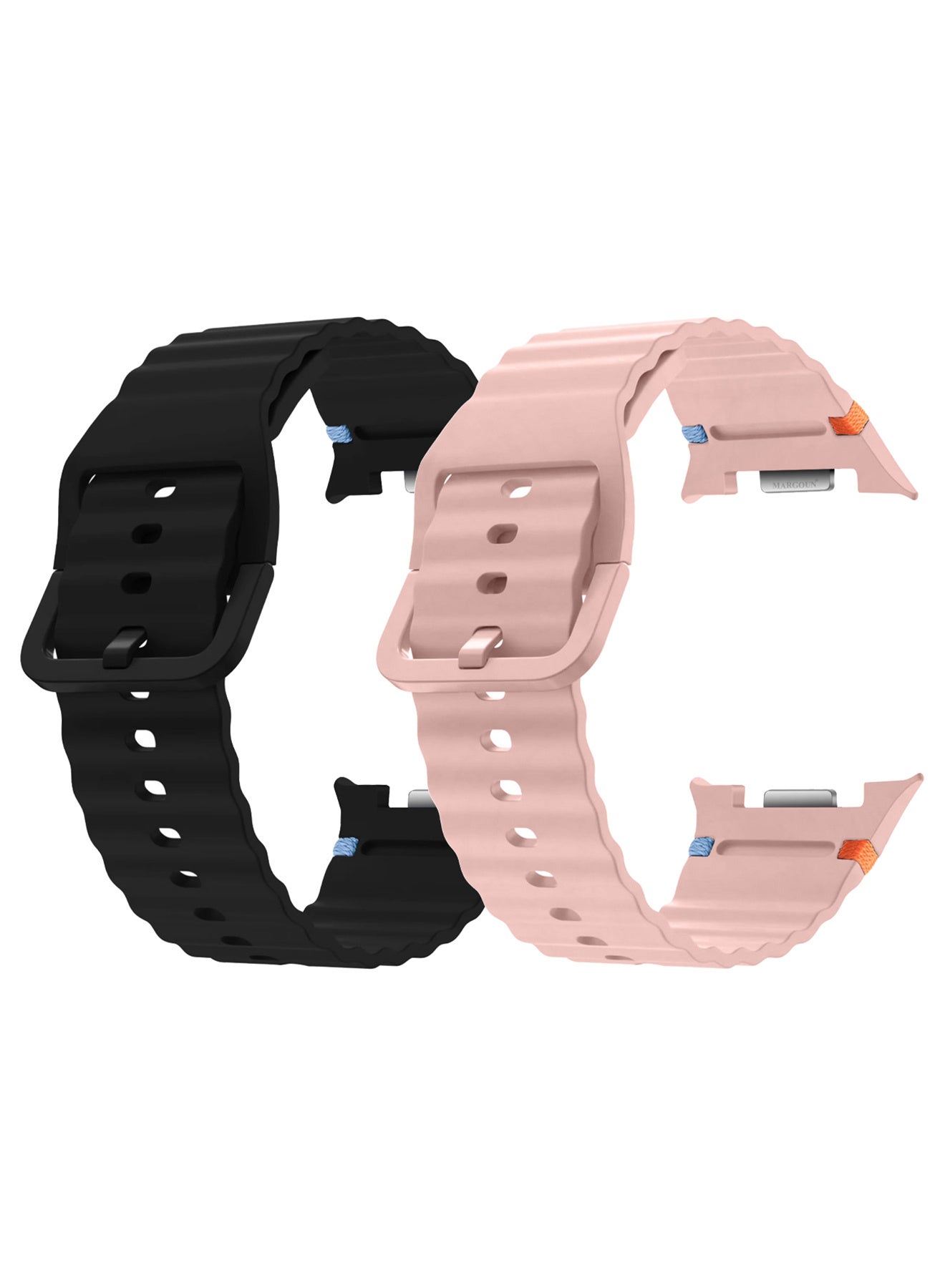 Compare 2 Packs Silicone Ocean Band for Samsung Galaxy Watch 8 Classic 46mm and Watch 8 40mm 44mm  Sport Band Strap at KSA Price