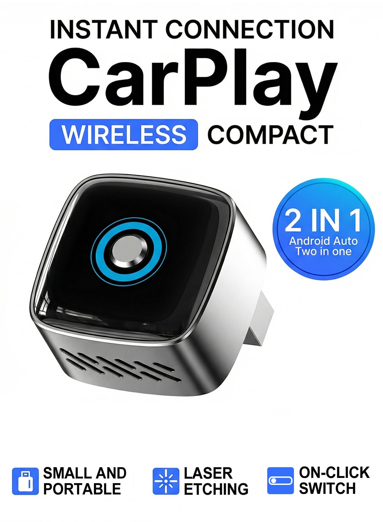 Upgrade Mini 2-in-1 Wireless CarPlay & Android…