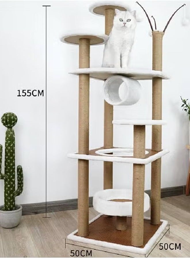 Compare Tall MultiLevel Cat Tree Tower with Perches, Beds & Toys – 155cm Height at KSA Price