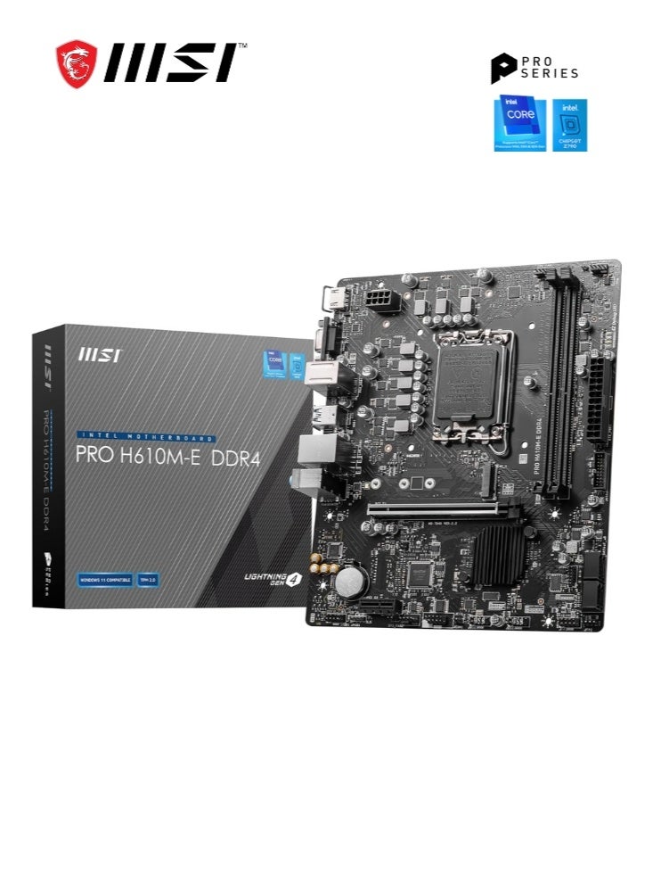 Compare PRO H610ME DDR4 Motherboard | MicroATX  Supports Intel 12th Gen Core Processors, LGA 17002 x DIMMs 3200MHz | 1x PCIe 4.0 x16 slot, 1 x M.2 Gen3, USB 3.2 Gen1, 1G LAN, HDMI 1.4 & VGA | 91 at KSA Price