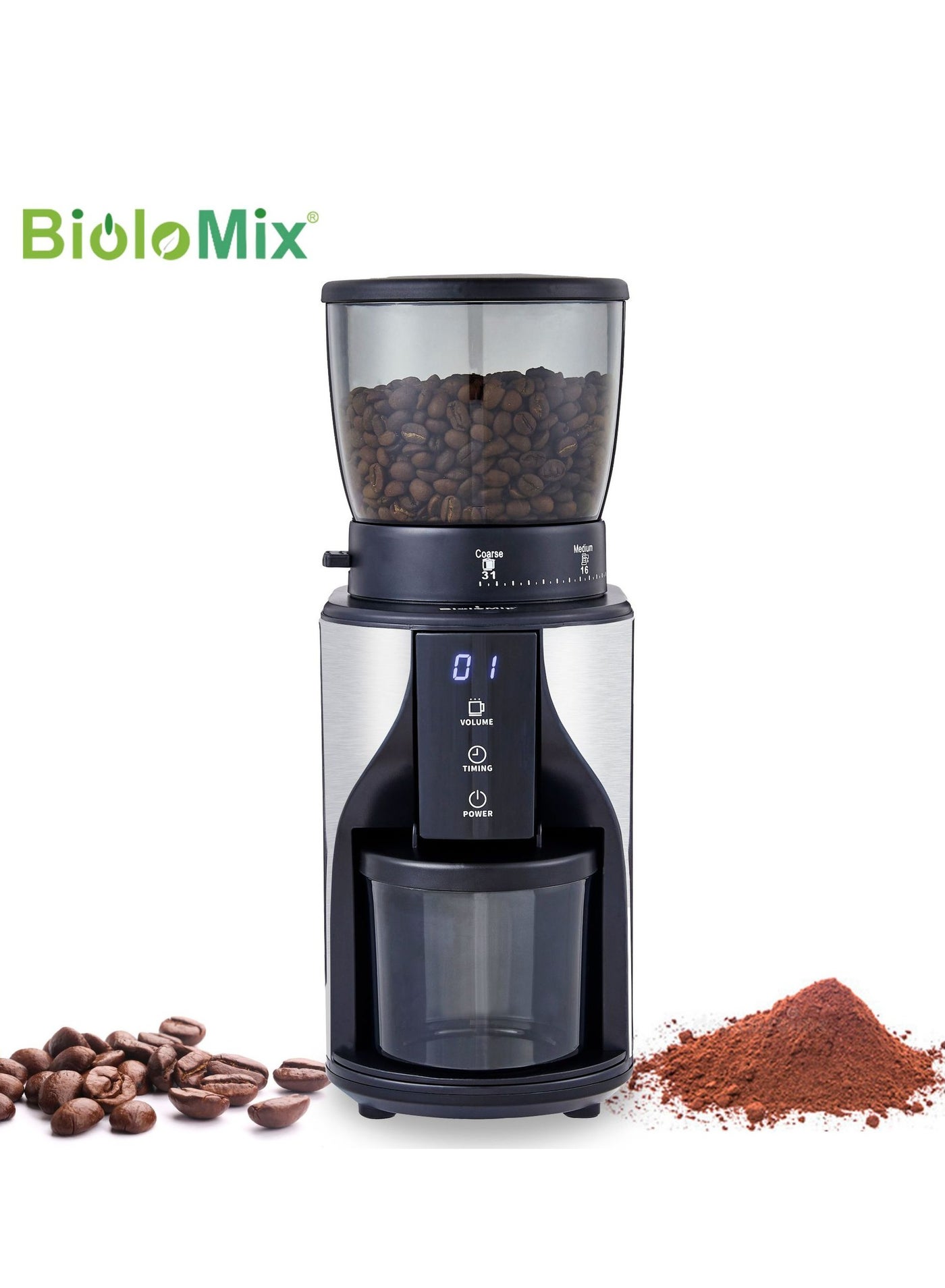 Compare Electric CoffeeBean Grinder With Stainless Steel Blade, Adjustable Burr Grinder, 31 Precise Grind Settings, Suitable for 110 Cups, Black at KSA Price