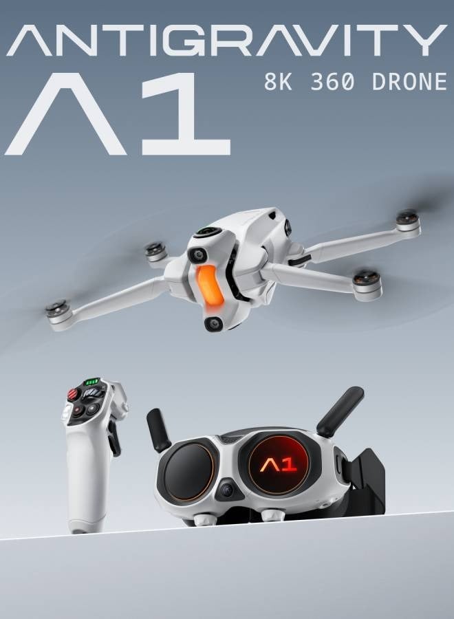 Compare A1 Drone Infinity Bundle | Immersive 8K 360 Video Capture, FPV Vision Goggles, Grip Motion Controller, 3 HighCapacity Batteries, Sub 250g, Invisible Drone NOT PERMITTED TO FLY IN DUBAI at KSA Price