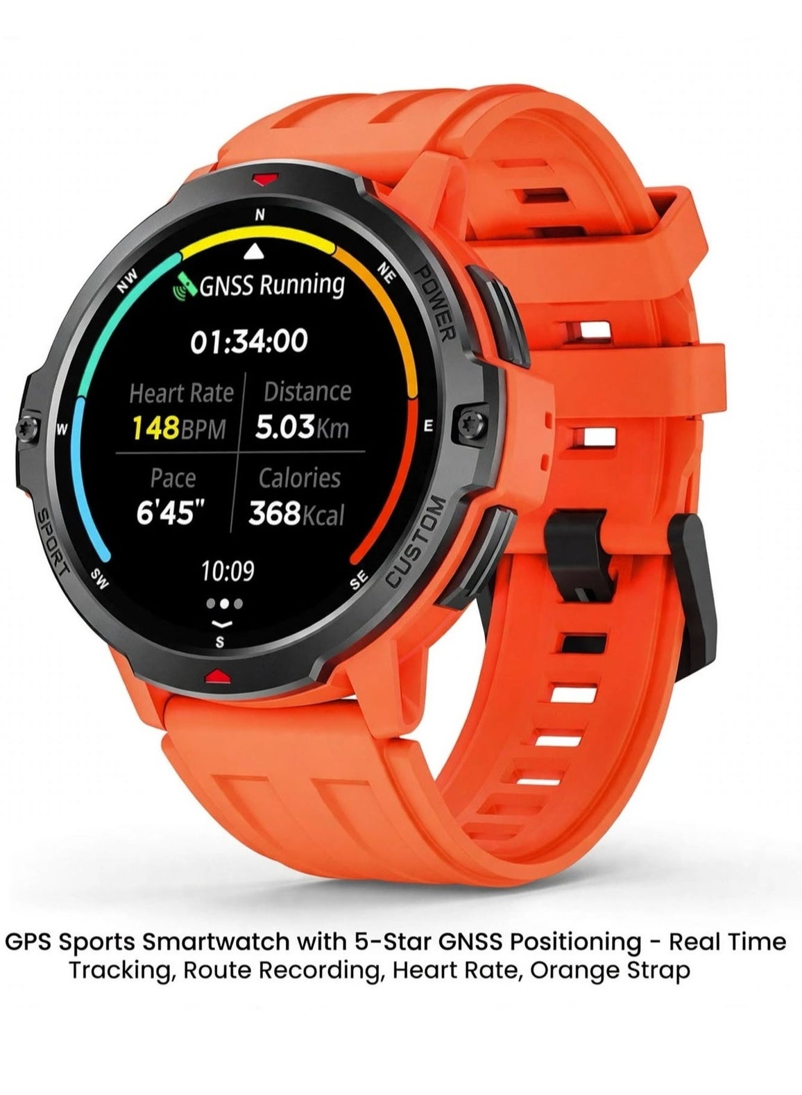 Compare GPS Sports Smartwatch with 5Star GNSS Positioning, RealTime GPS Tracking, Route Recording, Heart Rate Monitoring, Orange Sports Strap orange at KSA Price