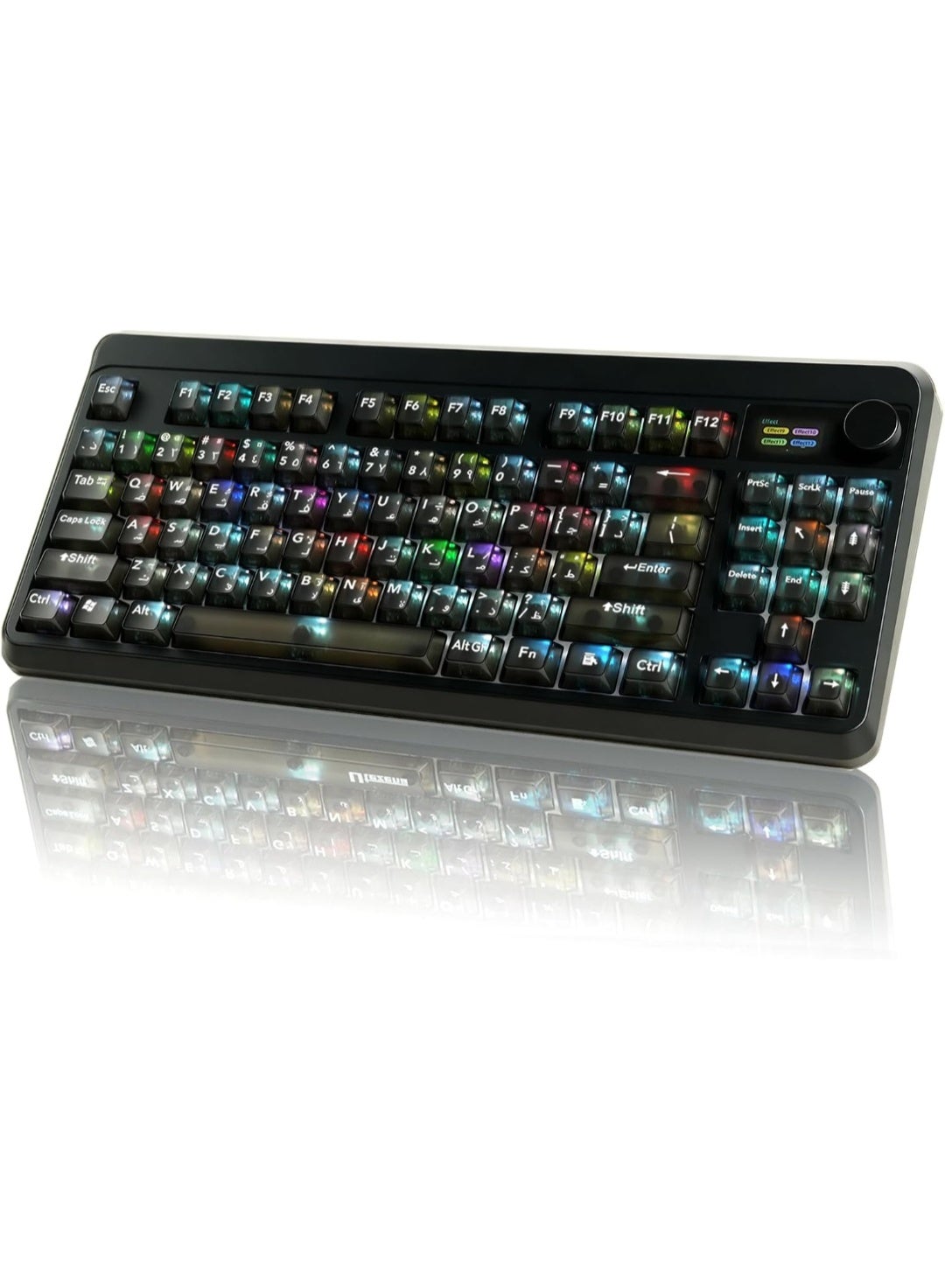 Compare 80% Wireless Mechanical Gaming Keyboard  RGB Backlit Keyboard with TFT Screen & Knob, Hot Swappable, Prelubed Linear Switches, BT5.02.4GHzUSBC, Arabic Bilingual for PCMacOfficeGaming at KSA Price