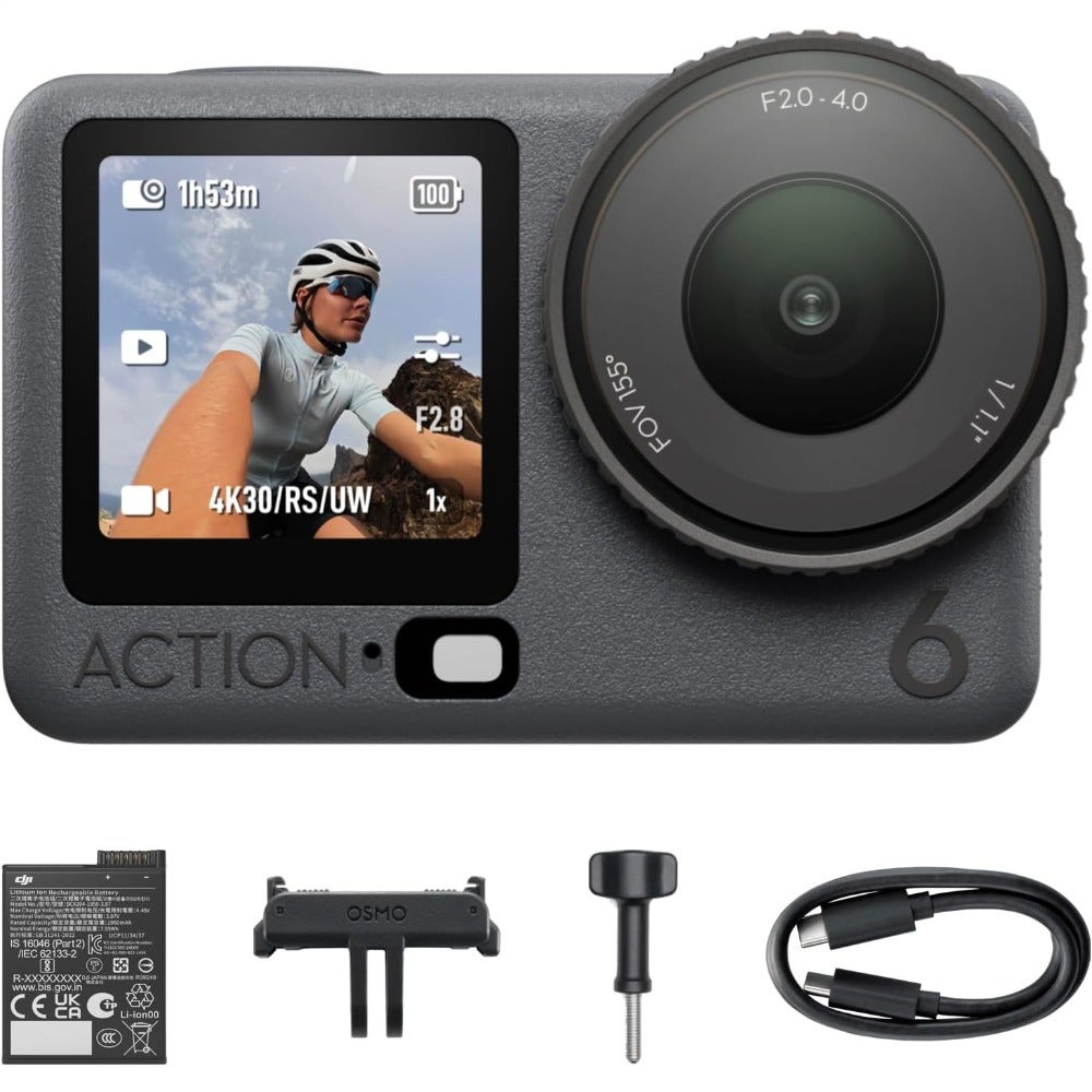 Compare QZMP6 Standard Combo, 8K Action Camera for Daily Use 11.1 Square Sensor, f2.0f4.0 Variable Aperture, ColdResistant Design, 4hrs Battery, UAE Version, Official UAE WarrantyWX at KSA Price