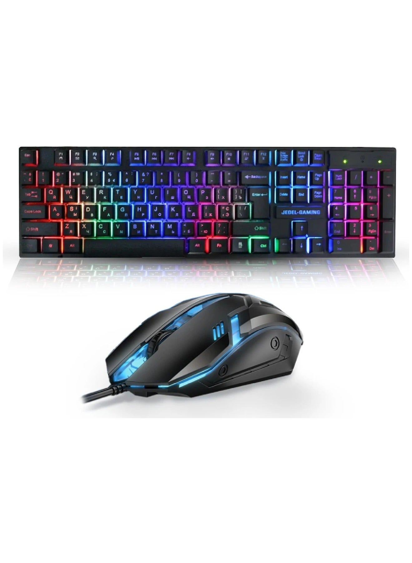 Compare Wired Keyboard And Mouse Set 104 Keys USB Wired Keyboard 2400DPI Mouse Rgb Backlit Gaming Keyboard Mouse Combo at KSA Price