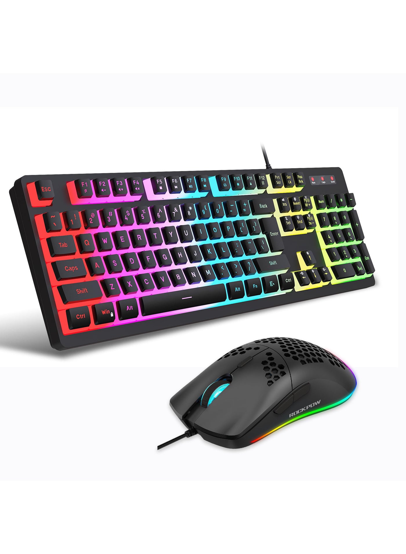 Compare Wired Gaming Keyboard Mouse Combo,RGB Gaming Mice Ergonomic Ultralight 8000DPI Optical Sensor,104 Keys RGB Backlit Gaming Keyboard,Mechanical Feel Antighosting Keyboard Mice for PC Gamer Black at KSA Price