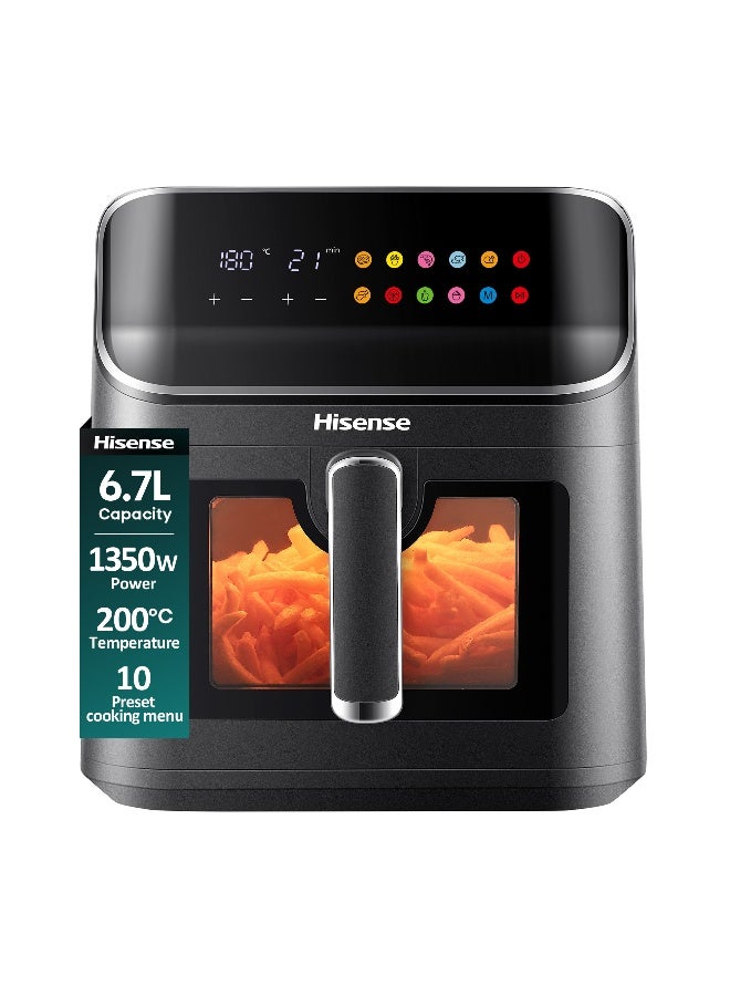 Compare 6.7L Capacity Air Fryer, 1350W Power, 200℃ Temperature, 10 Present Cooking Menu, Visible Basket, Colorful Touch Panel, 360°Circulation H06AFBS2S3 Black 6.7 L 1350 W Air Fryer Black at KSA Price