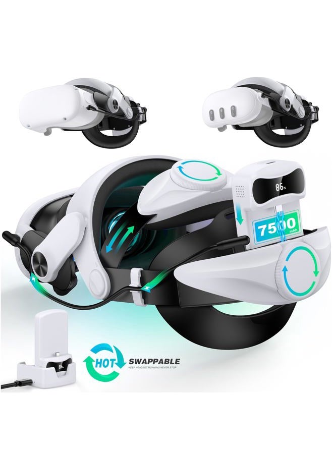 Compare Head Strap for Meta Quest 3SQuest 3Quest 2 with Digital Display Battery Pack & Charger Dock, Extra Time, Enhance Comfort VR Headset Accessories at KSA Price