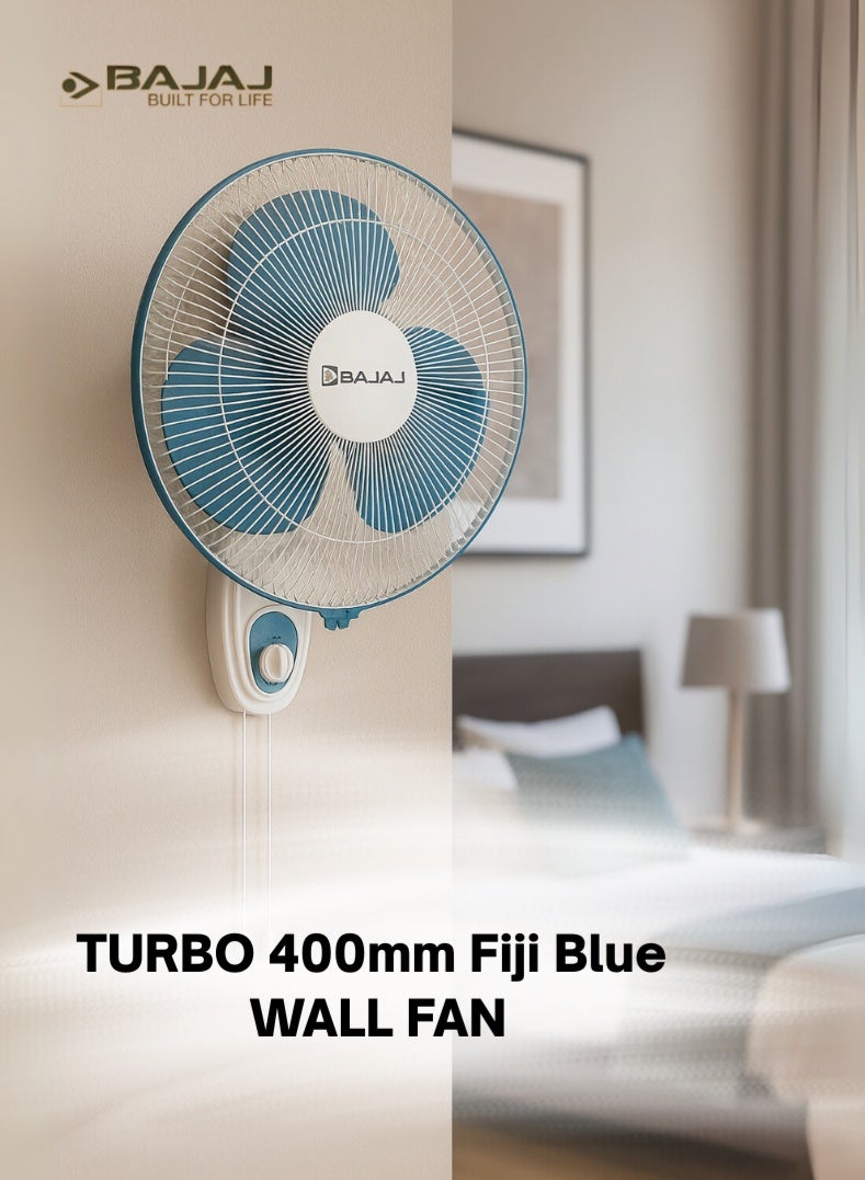 Compare Turbo 400mm Wall Fan | HighSpeed 16 Inch WallMounted Fan with Powerful Air Delivery, 3 Speed Settings, Oscillation & Stylish Fiji Blue Finish – 55 W 252107 blue at KSA Price