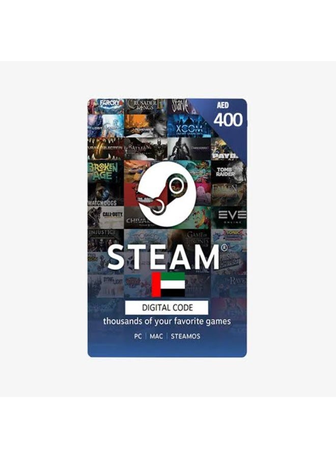 Compare Steam Wallet Gift Card UAE AED 400 Digital Code at KSA Price