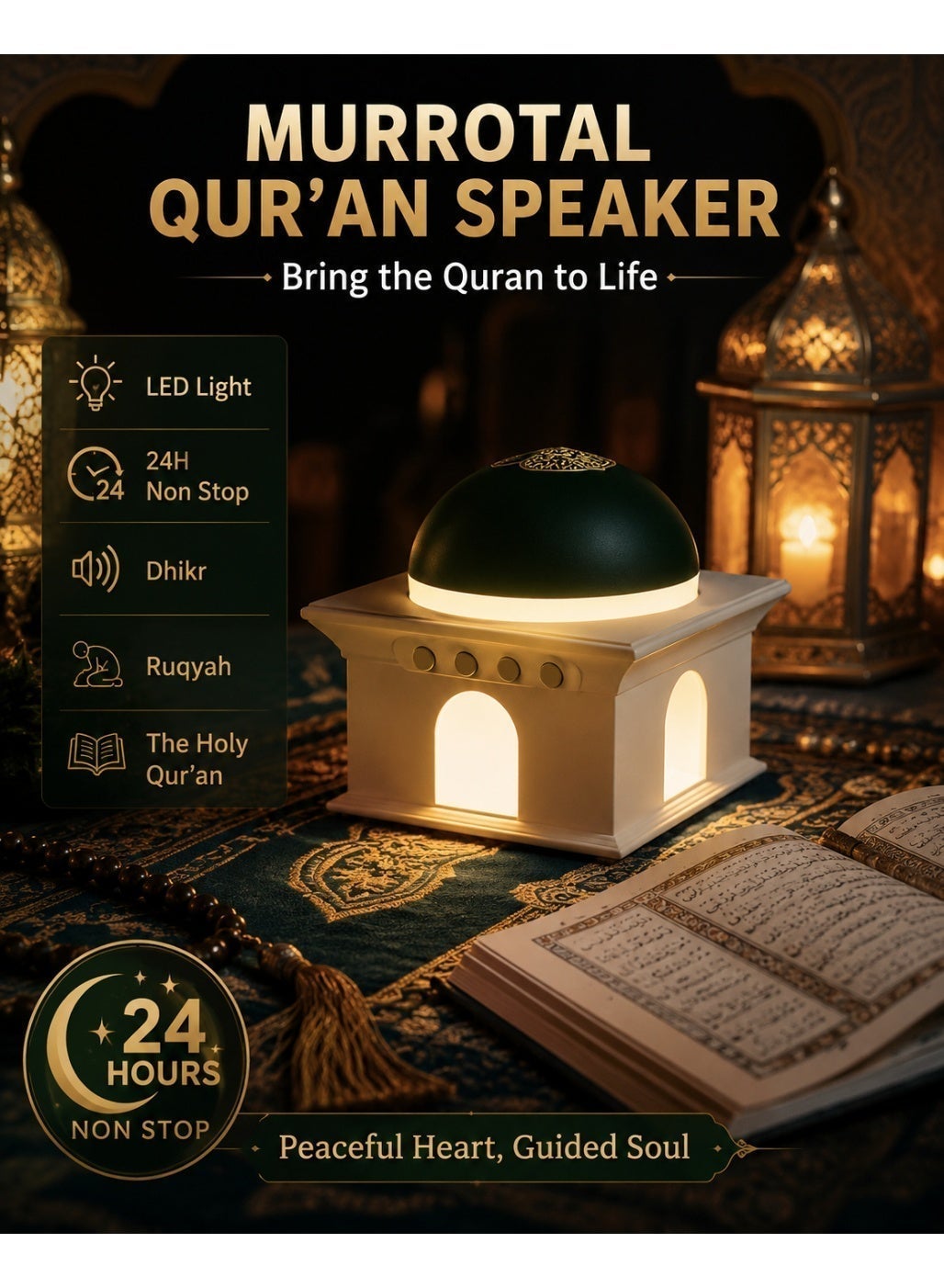 Wall Plug Quran Player with LED Night Light, 24H…