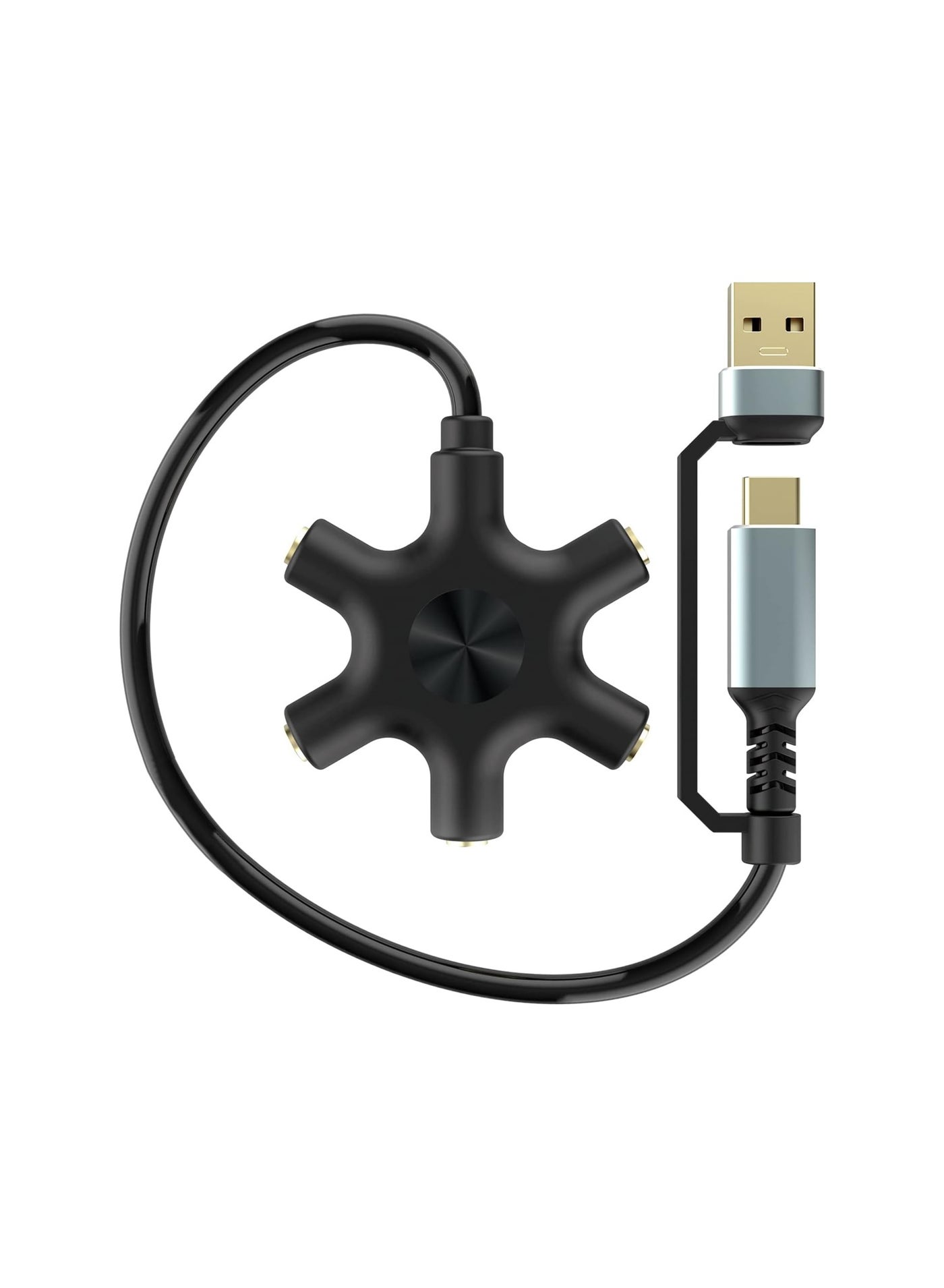 Compare USB AC To Headphone Splitter, 1 Pack 5Jack 3.5 Mm Audio Headphone Splitter, Stereo Audio Headset Adapter, Audio Earbuds Earphones Plug 5 Way 1 Male To 4 Female Splitter, with 3.5mm Stereo Cable at KSA Price