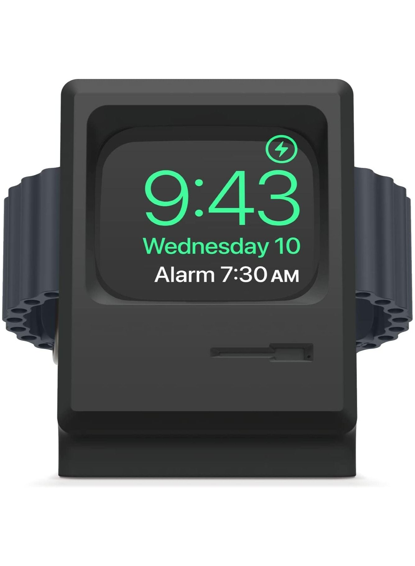 Compare Stand Compatible with Apple Watch Ultra, Series 87654321SE 49mm45mm44mm42mm, Classic Monitor Design Compatible with Nightstand Mode, Retro Computer Silicone Wireless Charging Dock Black at KSA Price