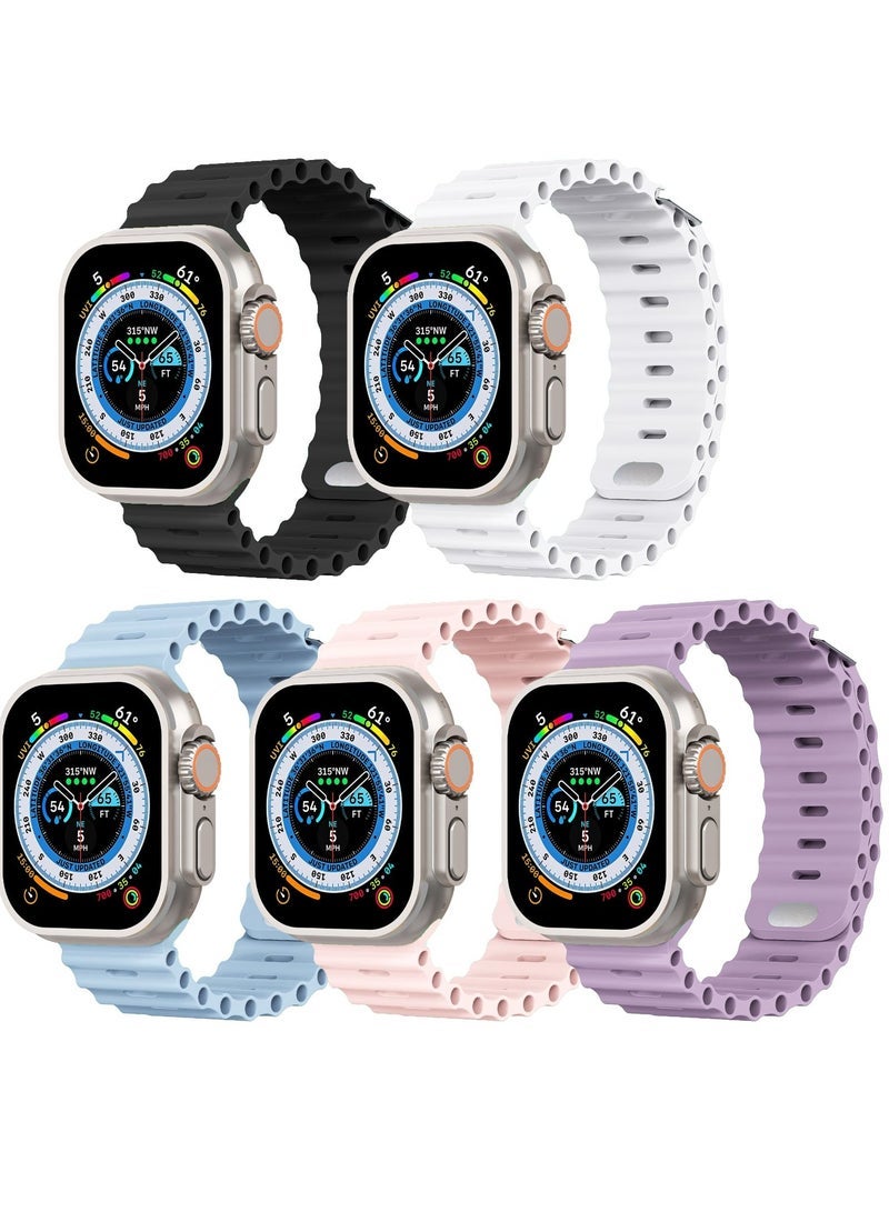 Compare Pack Sport Ocean Band for Apple Watch Ultra 29876SE, Soft Silicone Wristbands, Waterproof Replacement Straps, Fits 49mm, 45mm, 44mm, 42mm for Women at KSA Price