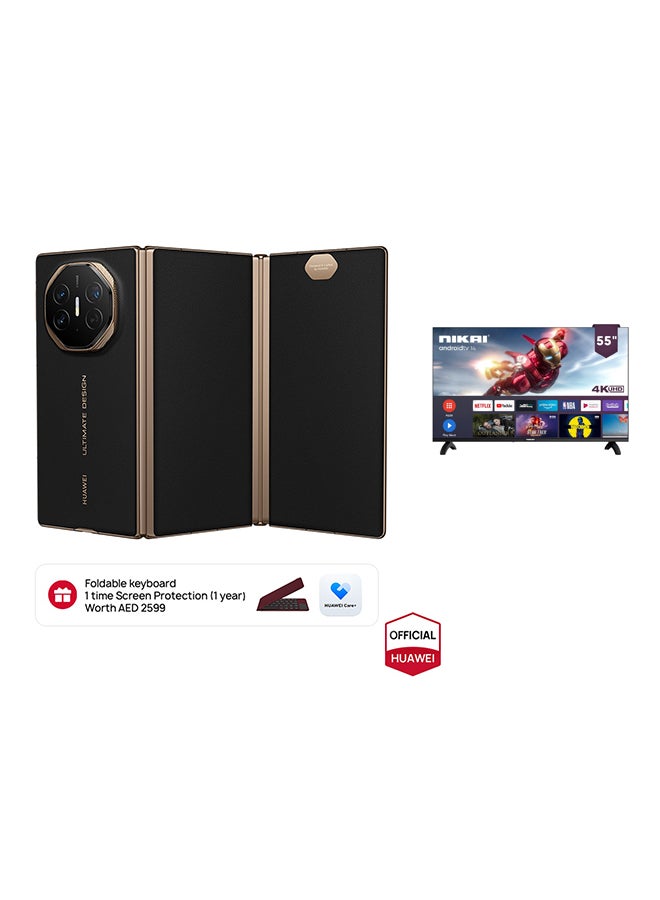 Compare Mate XT Ultimate Design Triple Fold Dual SIM Black 16GB RAM 512GB + Keyboard + 1 year Huawei Care Plus + Nikai 55inch 4K UHD Smart LED TV  Middle East Version at KSA Price