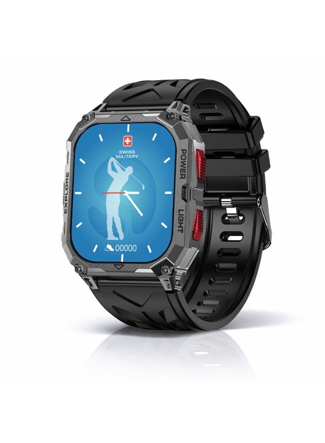 Compare Swiss Military Alps Sport Rugged Smartwatch for Men | 1.97 AMOLED  | Bluetooth Calling | 30Day Battery | IP68 | Builtin Flashlight | Fitness Tracker| Arabic Hindi Red Button with Gun Metal Frame at KSA Price