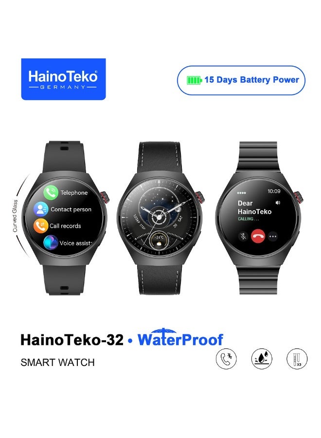 Compare Haino Teko32 Waterproof Smartwatch With Curved AMOLED Display Bluetooth Calling 3 Pair Straps and Charging Cable Designed for Men Black at KSA Price
