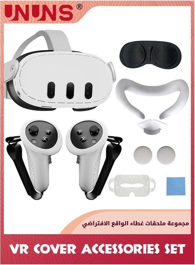 Compare Silicone Cover Set For OculusMeta Quest 3,VR Accessories Protective KitsController Grips,Front Shell Headset And Face Cover,Headset Accessories,White at KSA Price