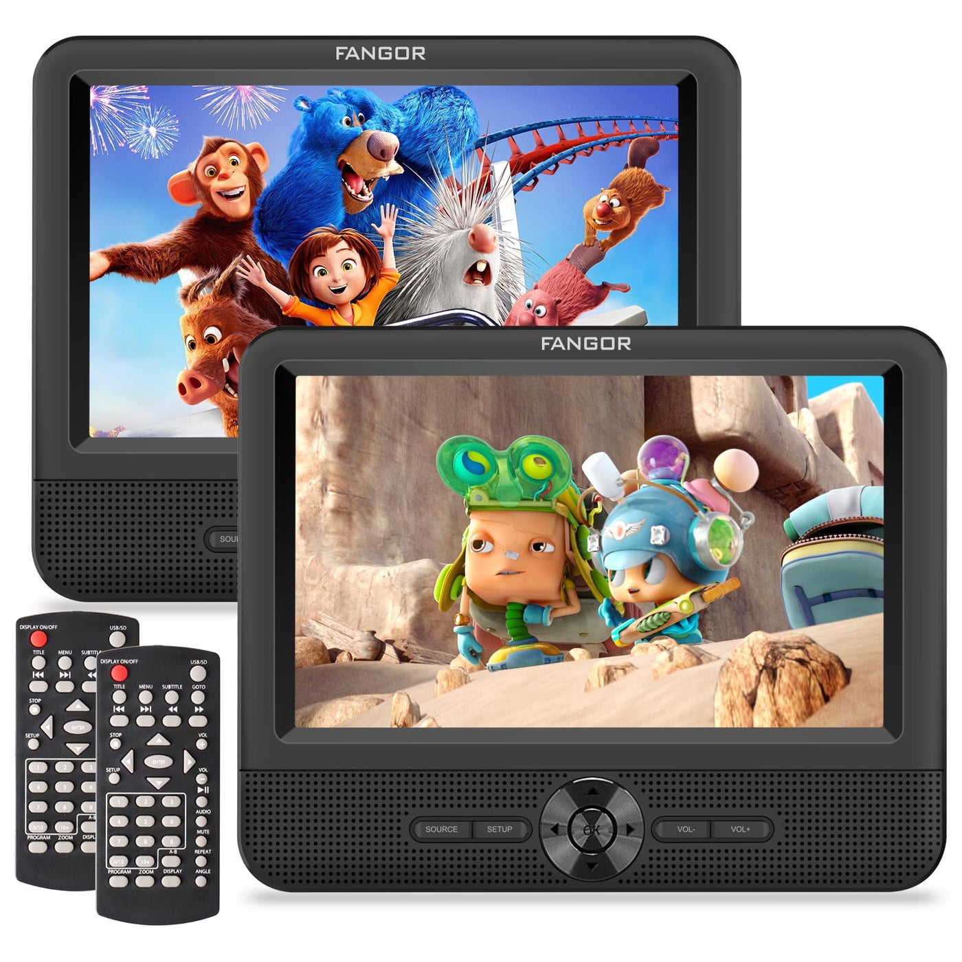 Compare FANGOR 75 Inch Dual Portable DVD Player for Car Car DVD Player Dual Screen Play a Same or Two Different Movies with Headrest Strap Support Last Memory AV Outin USBSD Card All Regions at KSA Price