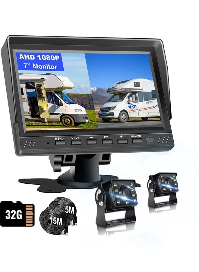 Dual Backup Camera 17.8cm Split Monitor with 32G…