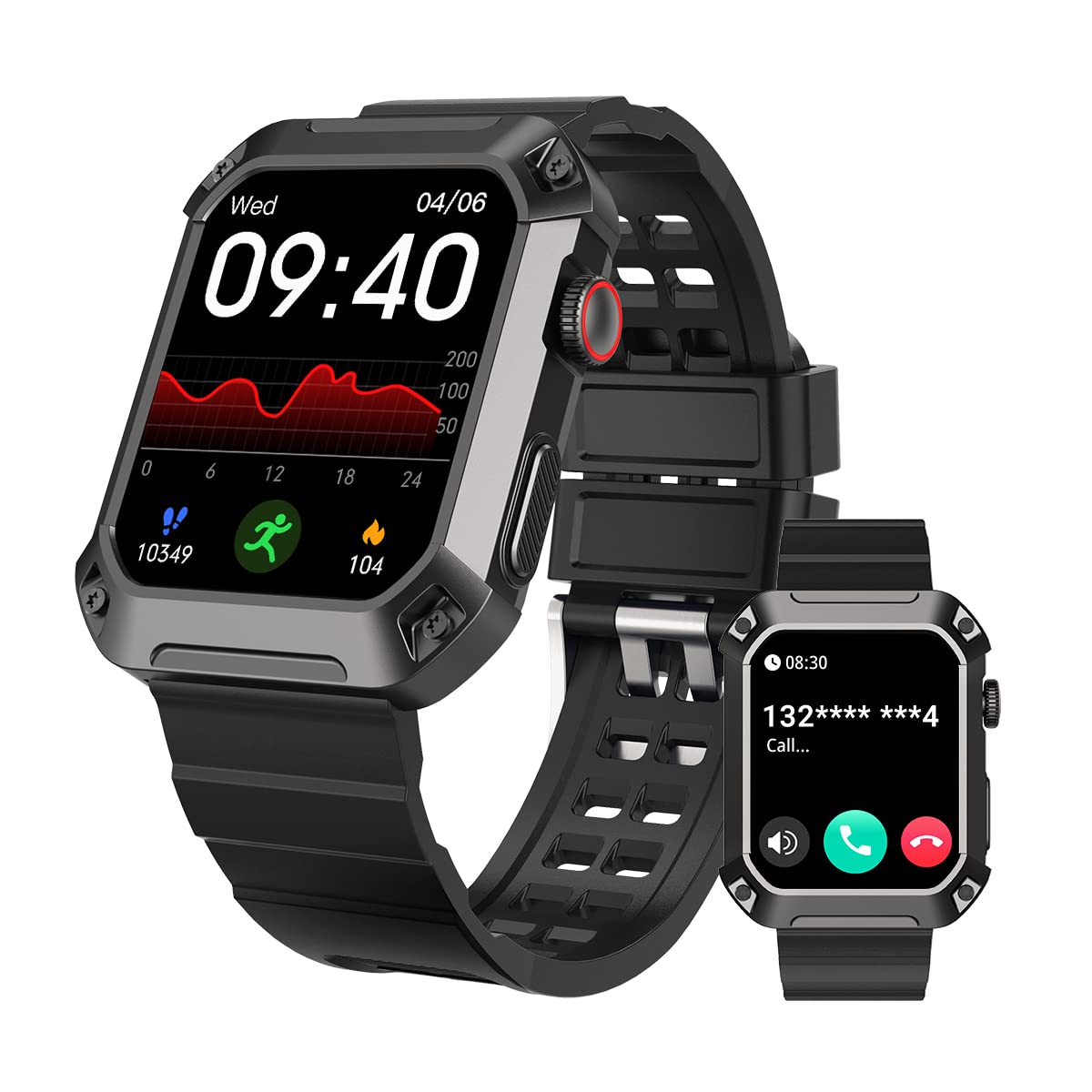 Rugged Men's Smartwatch - 1.83' Big Screen Blood…