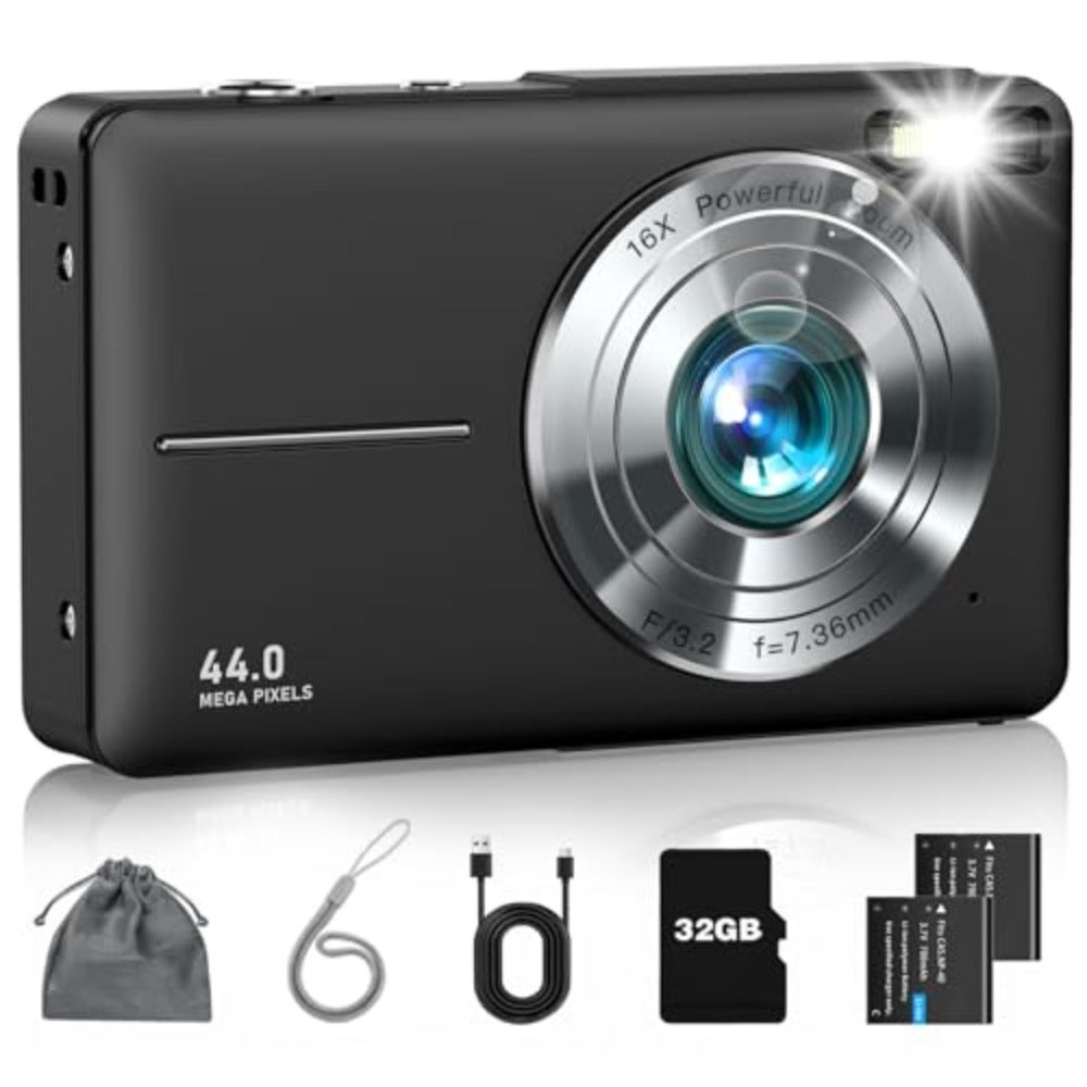 Digital Camera, FHD 1080P Camera w/ 32GB Card,…