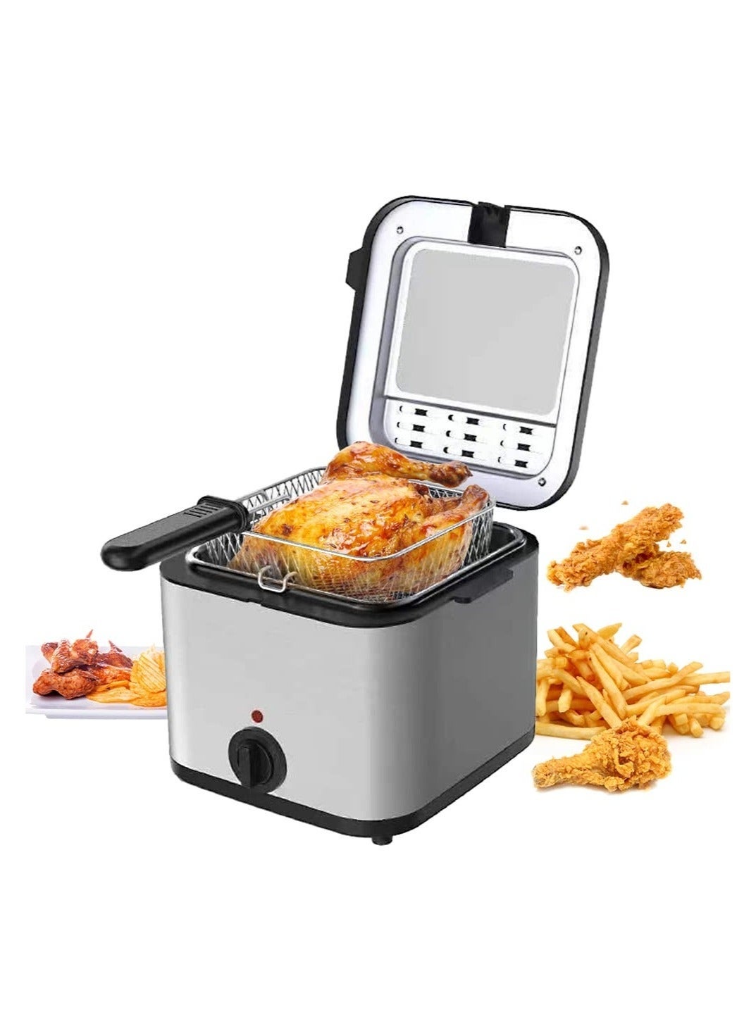 Compare Electric Deep Fryer 2.5L Tank Deep Fat Fryer with Viewing Window Temperature Up to 180°C Stainless Steel Chip Fryer Cold Zone Technology Removable Oil Basket Automatic Fryer 1000W at KSA Price
