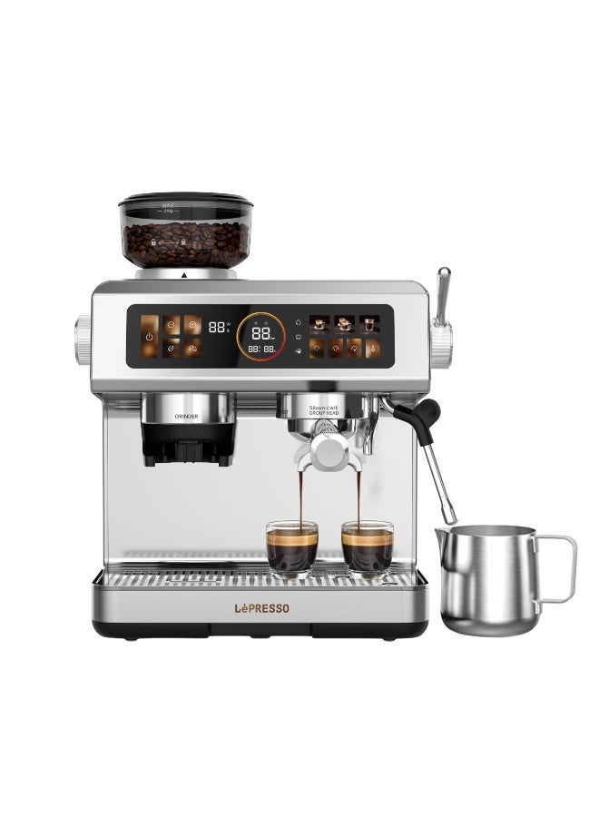 Semi-Automatic Coffee Machine with Milk Frother, Dual…