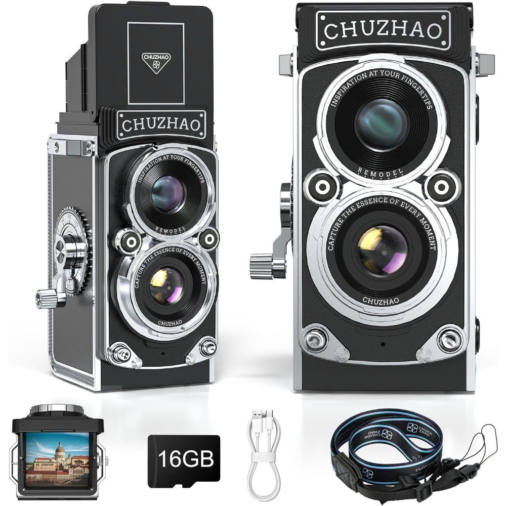 Mini Vintage Digital Camera, Autofocus retro dual-lens…