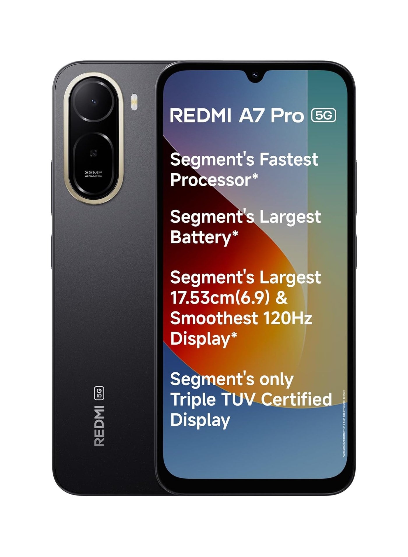 Compare REDMI A7 Pro 5G Black, 4GB RAM,128GB Storage | Segments Fastest Processor | Segments Largest Battery | Segments Largest & Smoothest 6.9inch 120Hz Display at KSA Price