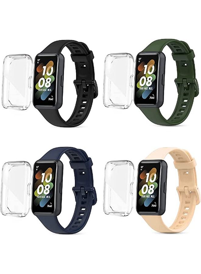 Compare Silicone Strap With TPU Watch Case For Huawei Watch Band 7 Pack of 4 at KSA Price