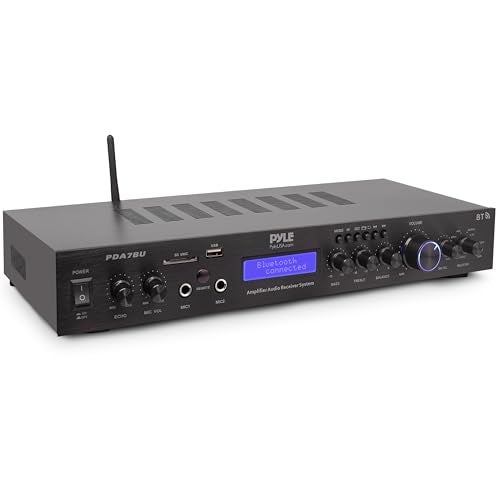 Compare Pyle Bluetooth Home Theater Amplifier  200 Watts into 5 Channels with Subwoofer Out, Wireless Streaming, USBSD with MP3 player, RCA Input, FM Radio, LCD Display  PDA7BU at KSA Price