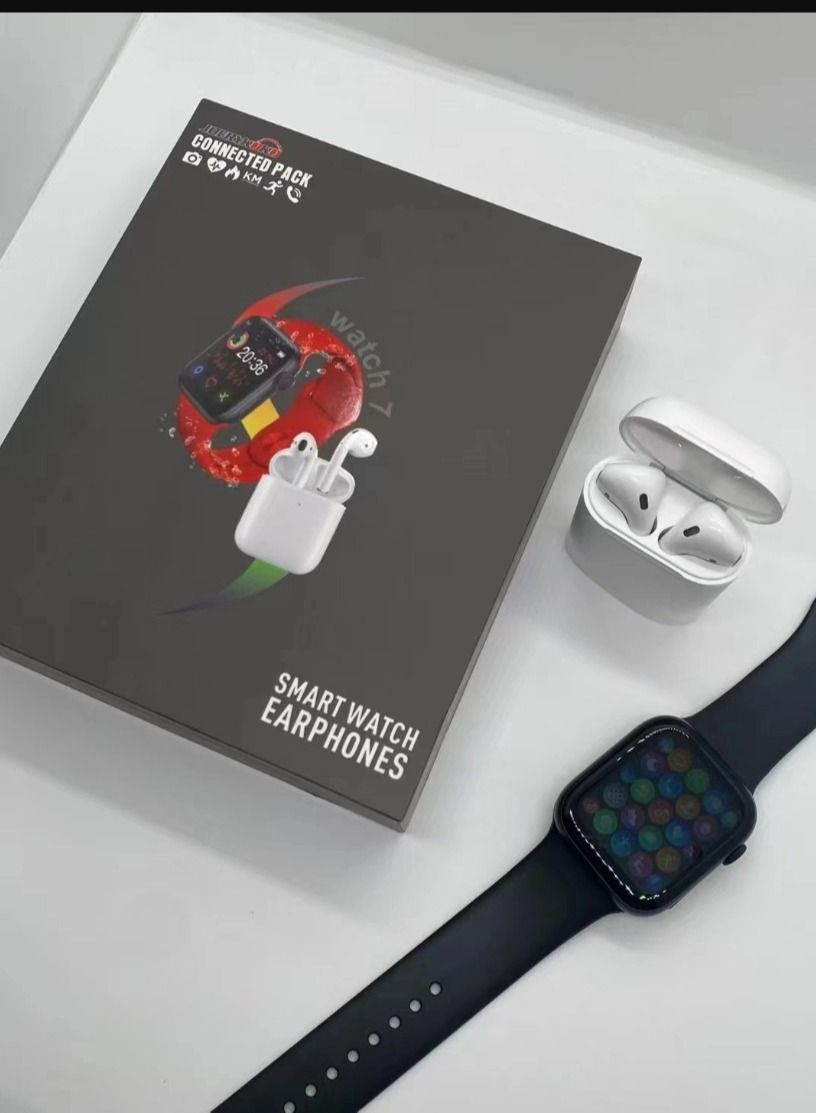 Compare 3In1 Combo Bluetooth Calling Smart Watch With Extra Strap And Wireless Earphones With Charging Case Bundle at KSA Price