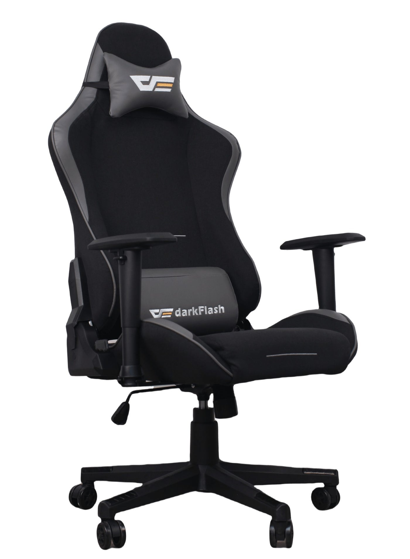 Compare Darkflash RC400 Fabric Ergonomic Gaming Chair, With Lumbar Support, Head Pillow, Class 3 Gas Lift, 160 Degree Recliner, 350MM Wide Base, 2D Armrest, Leather & Fabric Material ComputerOffice Chairs at KSA Price