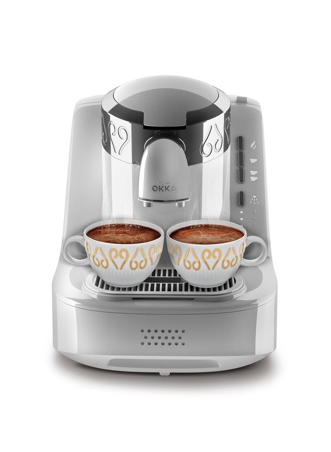 OKKA Turkish Automatic Coffee Machine OK002 White/Chrome…