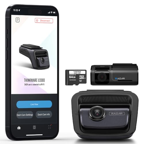 Thinkware 4K Dual Dash Cam, U3000 Front & Rear…