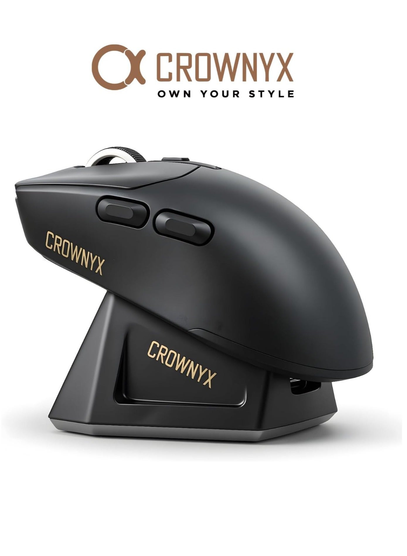 Compare CROWNYX CGM440 TriMode Wireless RGB Gaming Mouse – Bluetooth, 2.4GHz & Wired USB, 56g Lightweight, 100–24000 DPI IPS300 Sensor, 6 Programmable Buttons, Magnetic Charging Dock for PC & Laptop at KSA Price