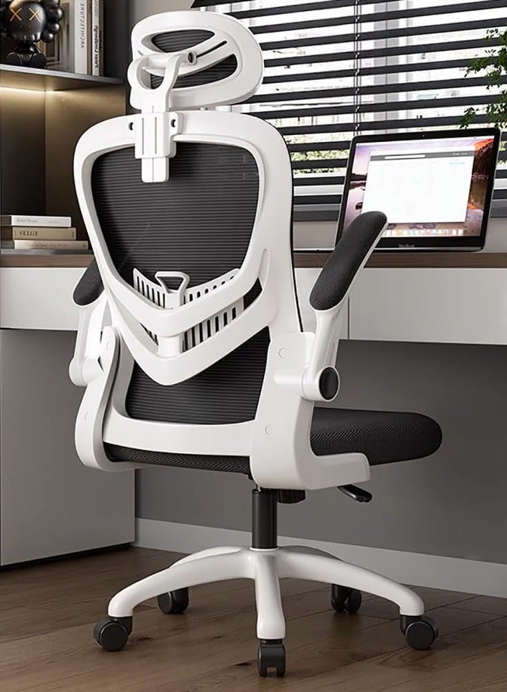 Compare Office Chair Ergonomic Computer Desk Chairs Executive Breathable Gaming Chair Mesh Chair with Adjustable High Back Game Chair Flipup Armrests Lumbar Support Swivel PC Chair for Home Office（v3white） at KSA Price