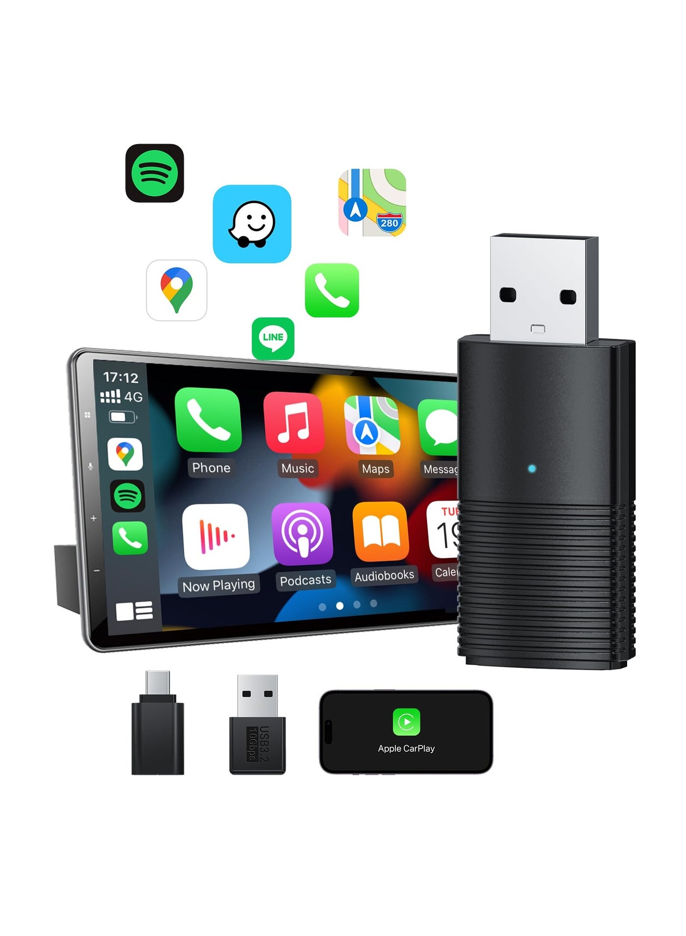 Mini Wireless Carplay Adapter, 10s Auto-Connect…