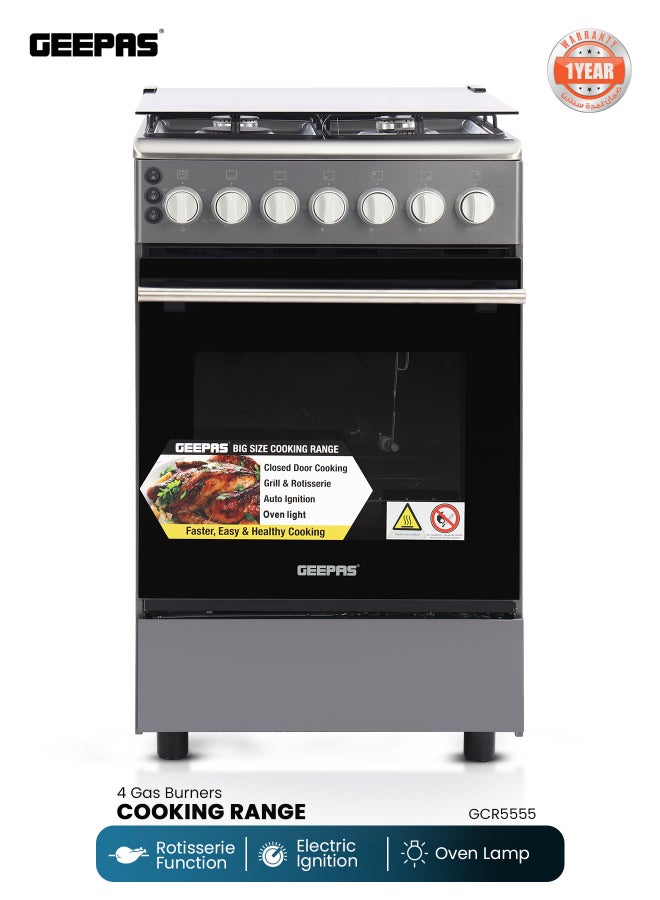 Cooking Range| 4 Gas Burners, Glass lid, Fixed…