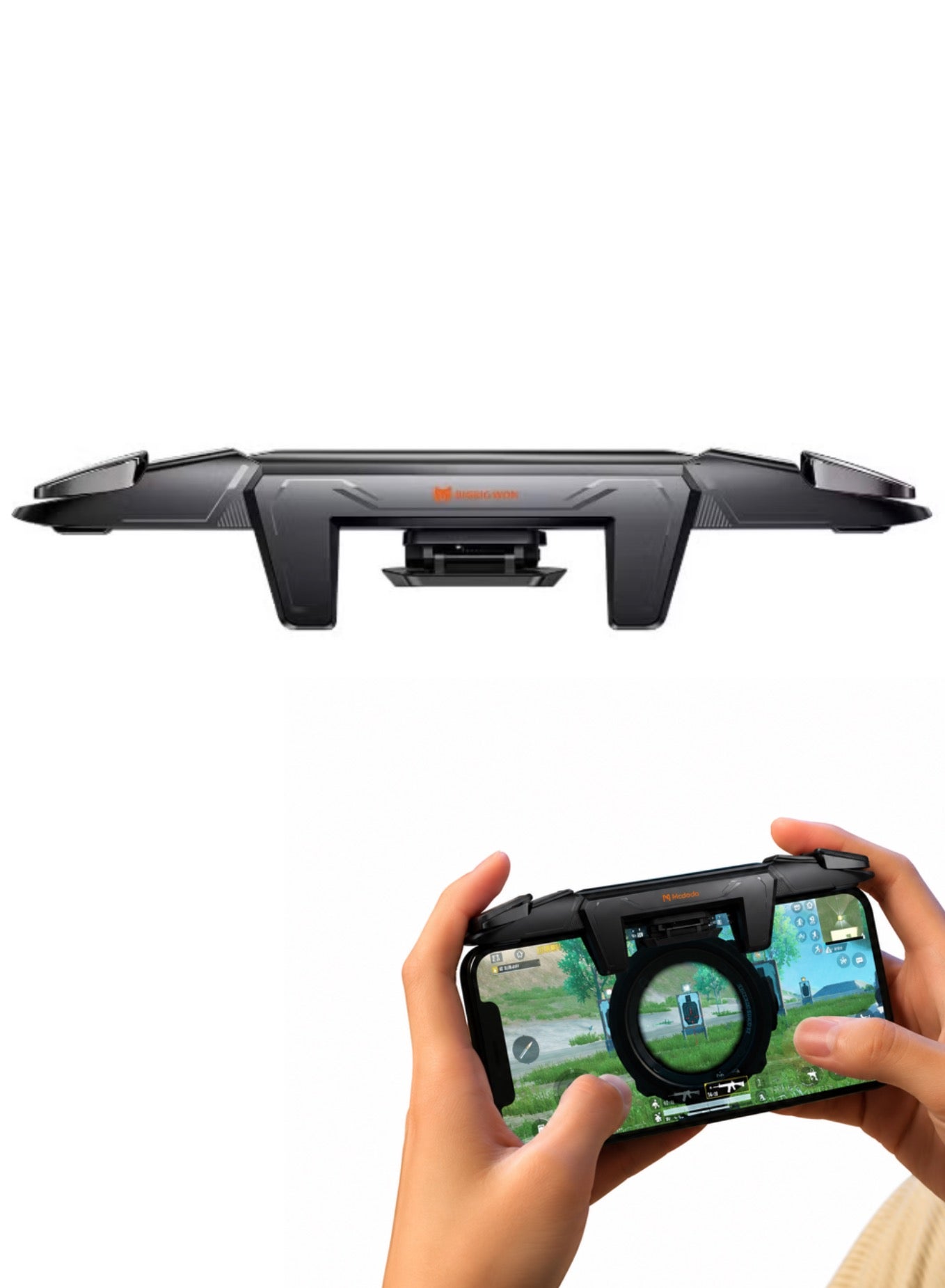 Compare BIGBIG WON Mechager Plus M3 Mobile Gaming Trigger Controller, L1R1 High Precision Mechanical Buttons, Zero Delay Touch Mapping, Ergonomic Clamp Design Gamepad for PUBG & COD, Compatible with iPhone, Samsung Galaxy, RedMagic, Xiaomi & Android Phones at KSA Price