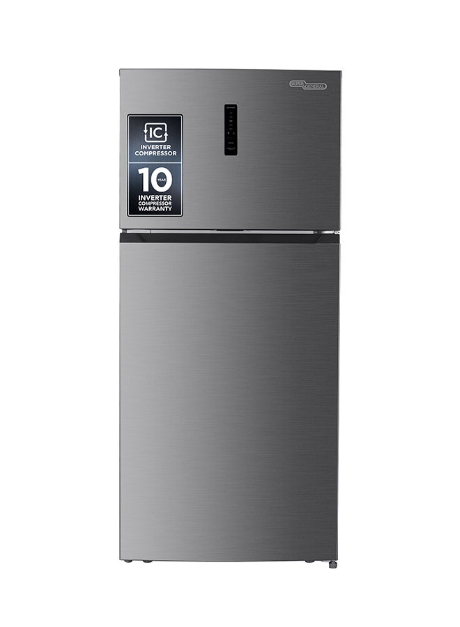 Compare 610L Gross & 480L Net Capacity Double Door Top Mount Refrigerator with Inverter Compressor, No Frost, Electronic temperature Control, 3 Adjustable Glass Shelves SGR615IE Inox at KSA Price