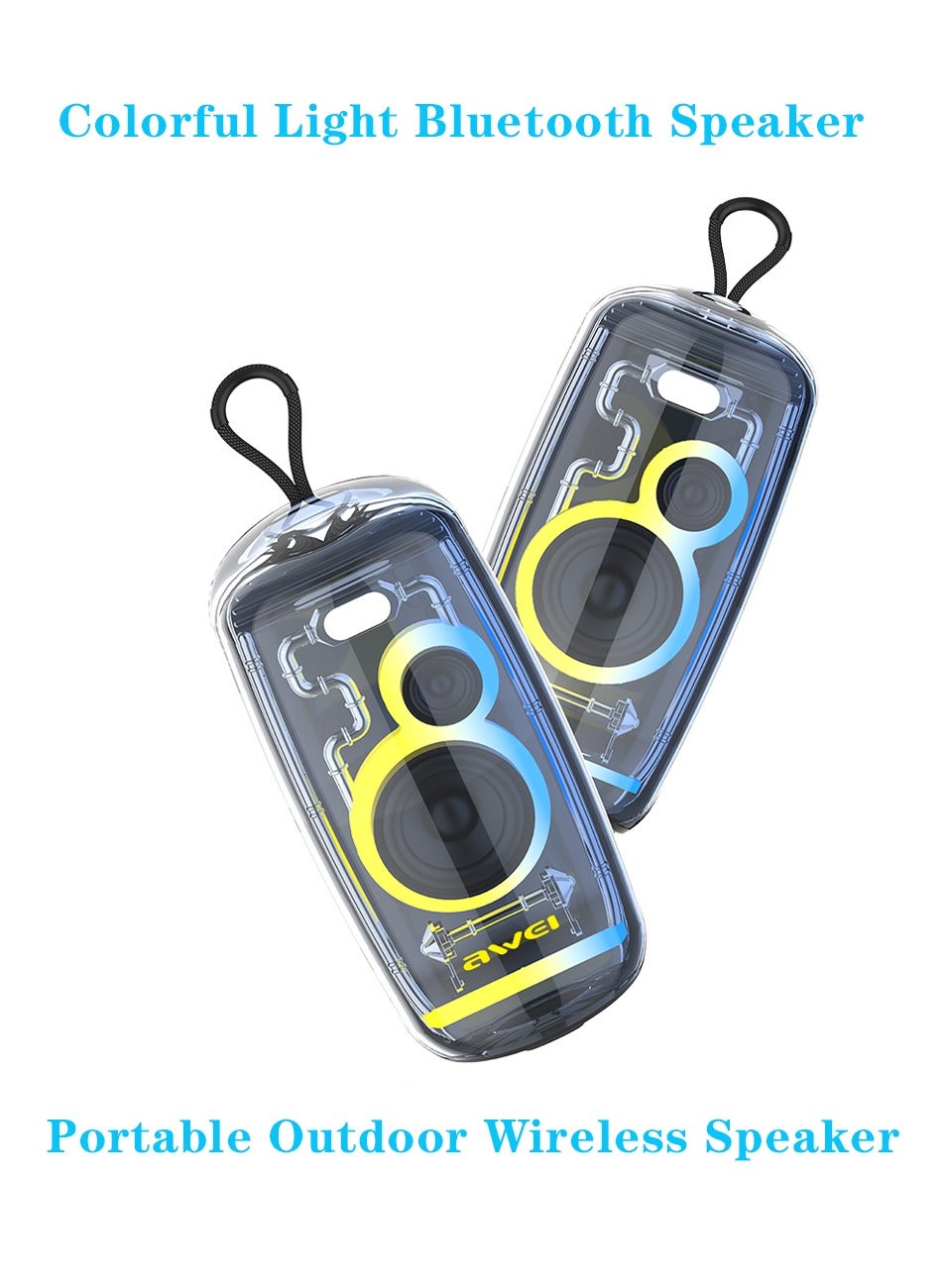 Compare Bluetooth speaker, HD sound quality, clear sound quality, translucent body design, brilliant lighting, portable wireless, IPX6 waterproof, play time up to 20 hours, TWS pairing, BT5.3, suitable for homepartyoutdoorbeach at KSA Price