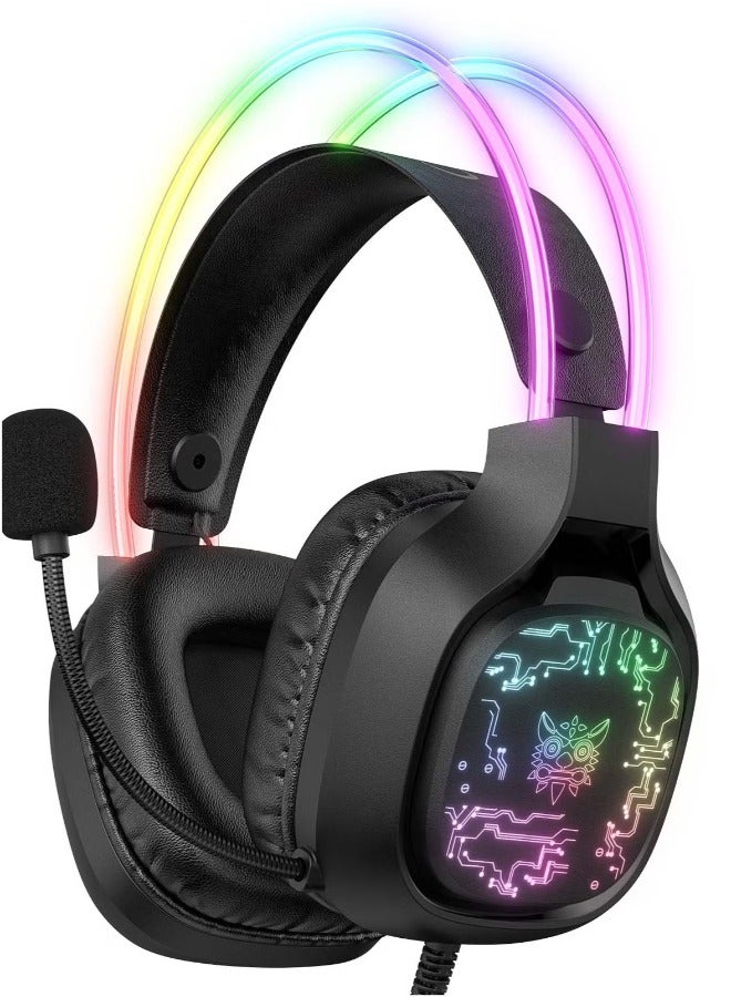 Compare X22 OverEar Gaming Wired Headphones,Gaming Headset with Micphone,LED Light RGB Gamer Stereo Earphones for PS4PS5XOneXSeriesNSwitchPC,Black at KSA Price