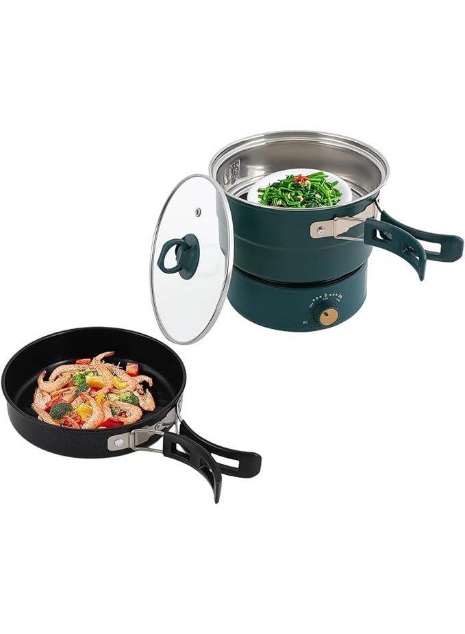 Compare Multifunctional Electric Cooker，500W 110V Folding Portable MultiFunctional NonStick Split Electric Hot Pot,1.6L Mini Ramen Cooker for Pasta, Soup, Oatmeal Steak, Eggs StirFrying green at KSA Price