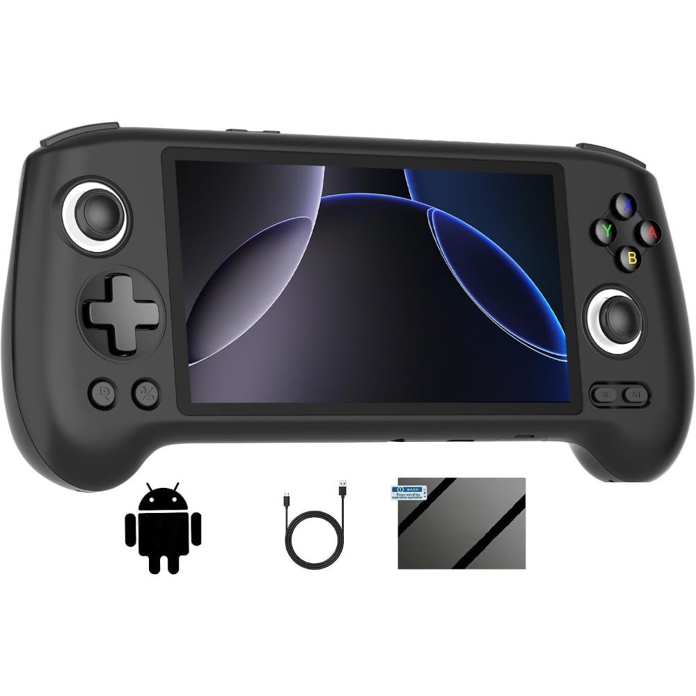 Compare RG556 Retro Handheld Game Console Dual System 5.48 Inch IPS Screen Builtin 128GB TF Card TV Output Support Black at KSA Price