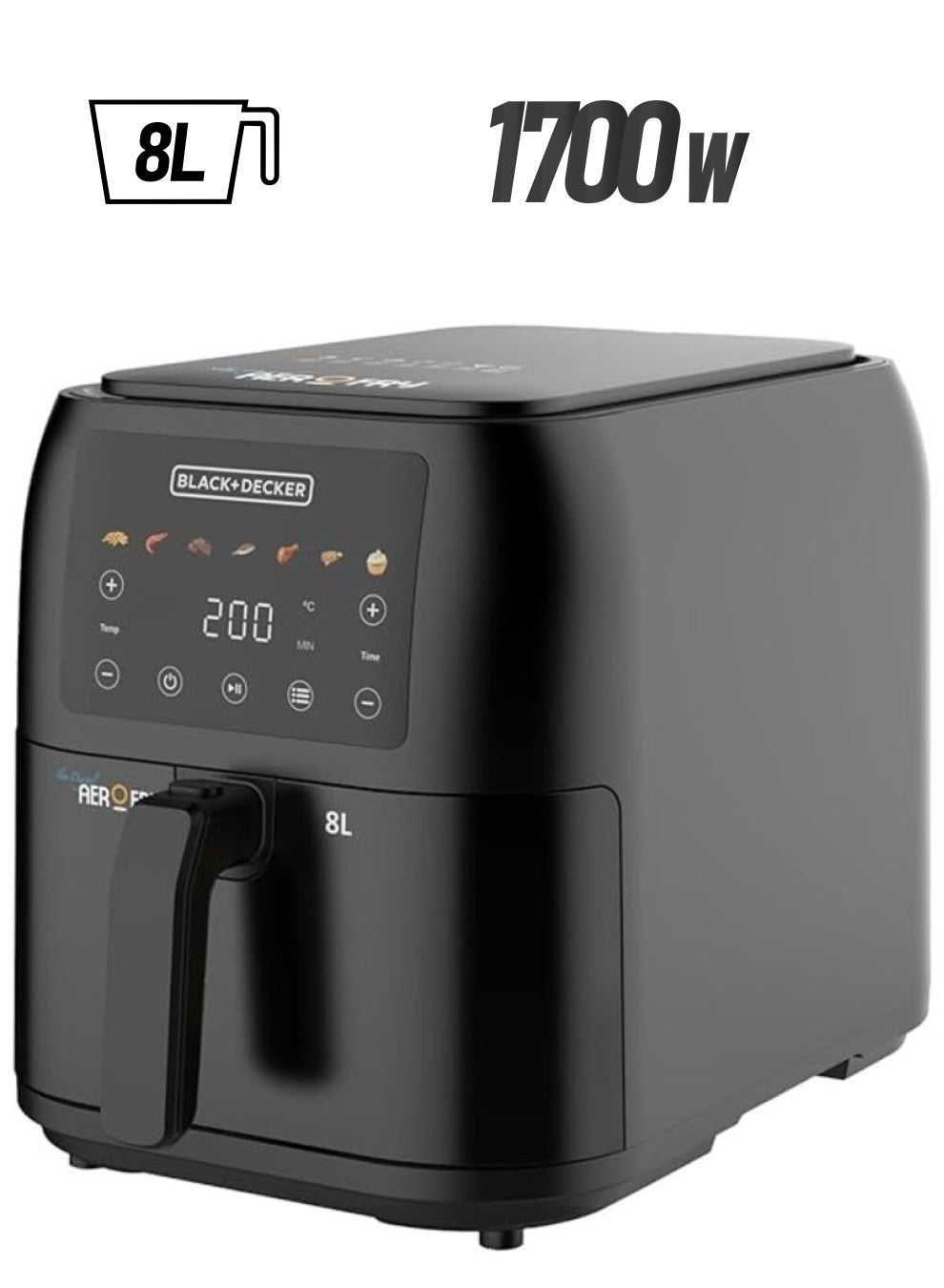 Black & Decker 1700W Air Fryer - 8L Capacity,…