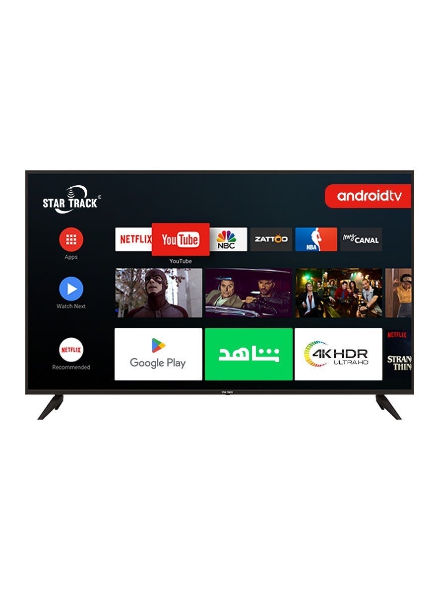 Compare STAR TRACK 75 4K Smart TV | Android 14, Ultra HD, Netflix, YouTube, Miracast, Bezel less, Satellite receiver at KSA Price
